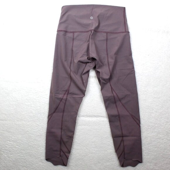Lululemon Wunder Under Leggings Womens 8 Scallop High Rise Crop Dark Purple - Picture 4 of 6
